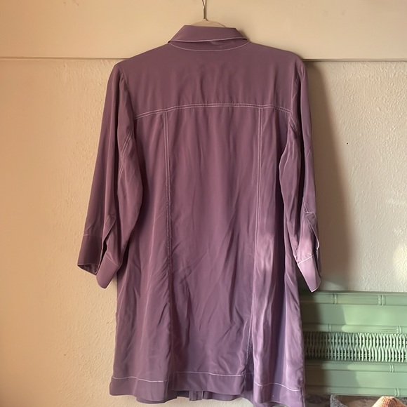 Vintage purple silk long sleeve button down tunic blouse by soft surroundings - Picture 6 of 6